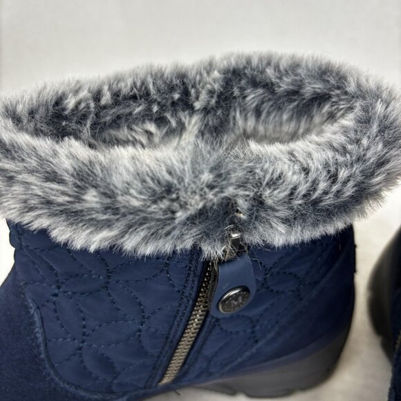NEW Skechers Martha Stewart Easy Going Bootie Boots Womens 9 Navy Blue Faux Fur - Picture 7 of 8